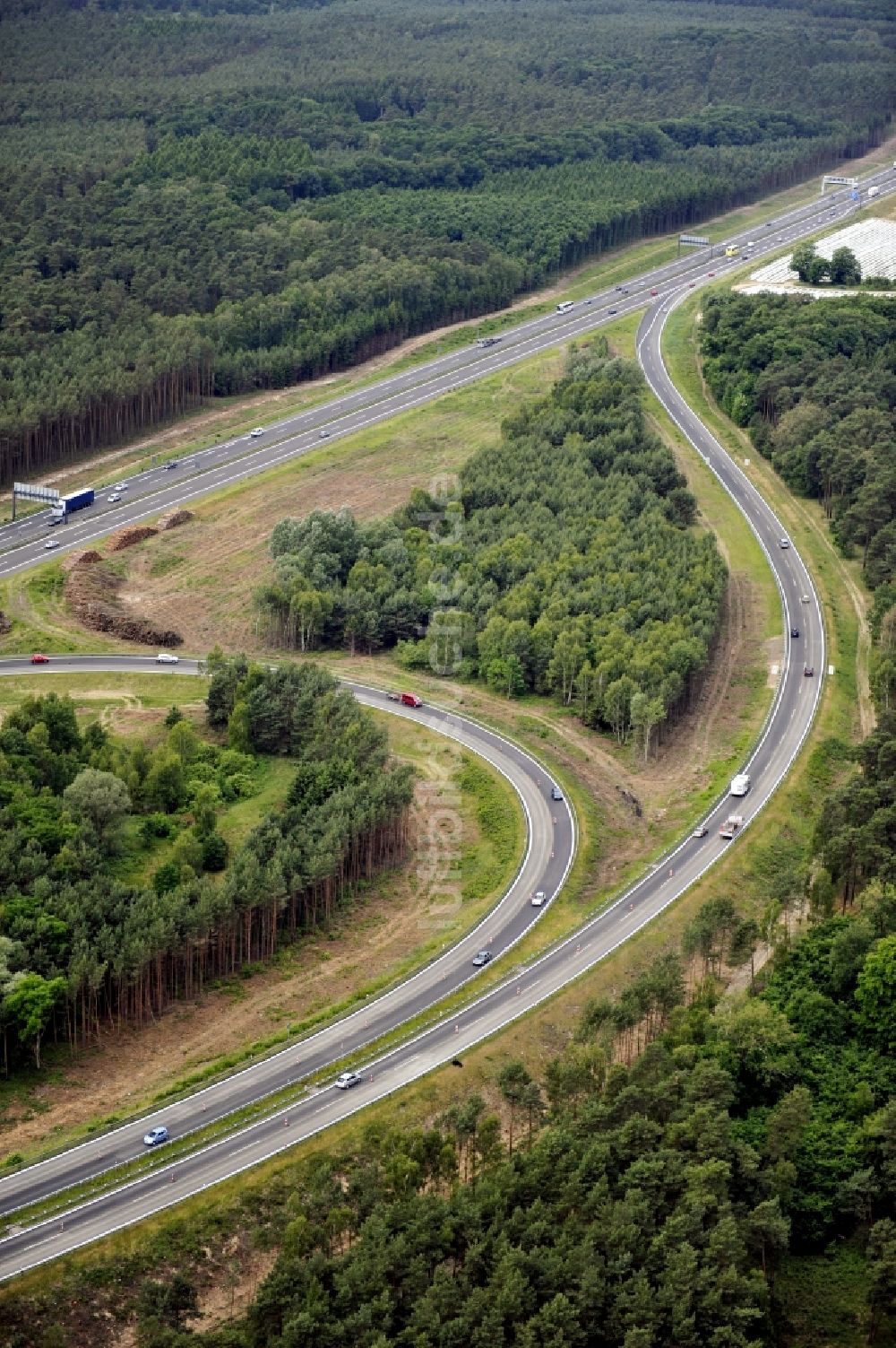 Luftbild Groß Ziethen - Vorbereitungen für den Ausbau am Autobahndreieck Havelland im Bundesland Brandenburg