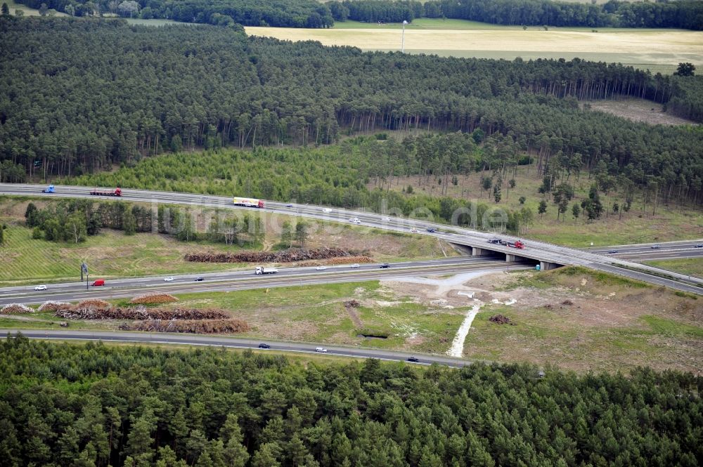 Groß Ziethen von oben - Vorbereitungen für den Ausbau am Autobahndreieck Havelland im Bundesland Brandenburg