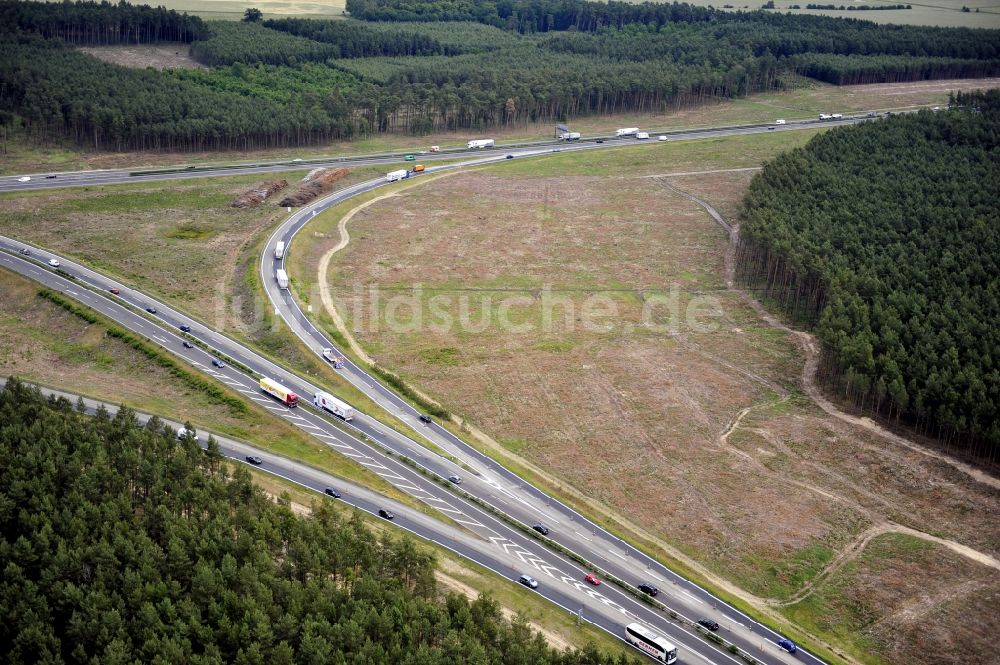 Groß Ziethen aus der Vogelperspektive: Vorbereitungen für den Ausbau am Autobahndreieck Havelland im Bundesland Brandenburg