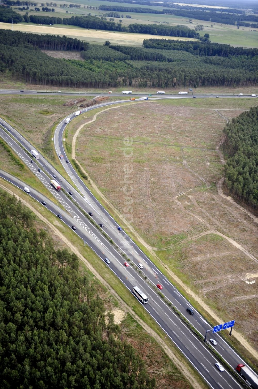 Luftbild Groß Ziethen - Vorbereitungen für den Ausbau am Autobahndreieck Havelland im Bundesland Brandenburg