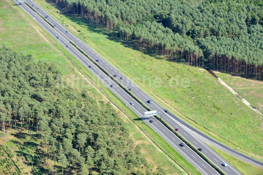 Luftbild Groß Ziethen - Vorbereitungen für den Ausbau am Autobahndreieck Havelland im Bundesland Brandenburg