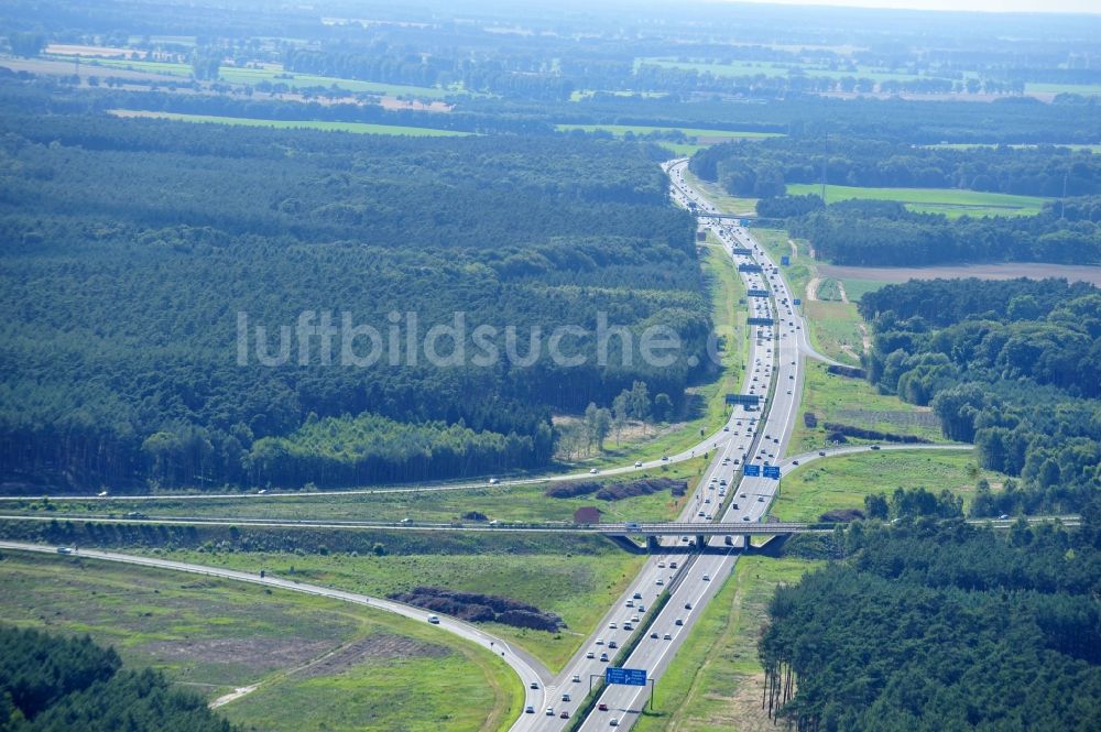 Groß Ziethen aus der Vogelperspektive: Vorbereitungen für den Ausbau am Autobahndreieck Havelland im Bundesland Brandenburg