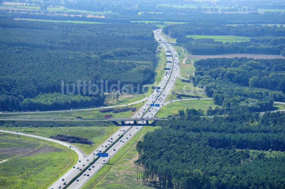 Luftbild Groß Ziethen - Vorbereitungen für den Ausbau am Autobahndreieck Havelland im Bundesland Brandenburg