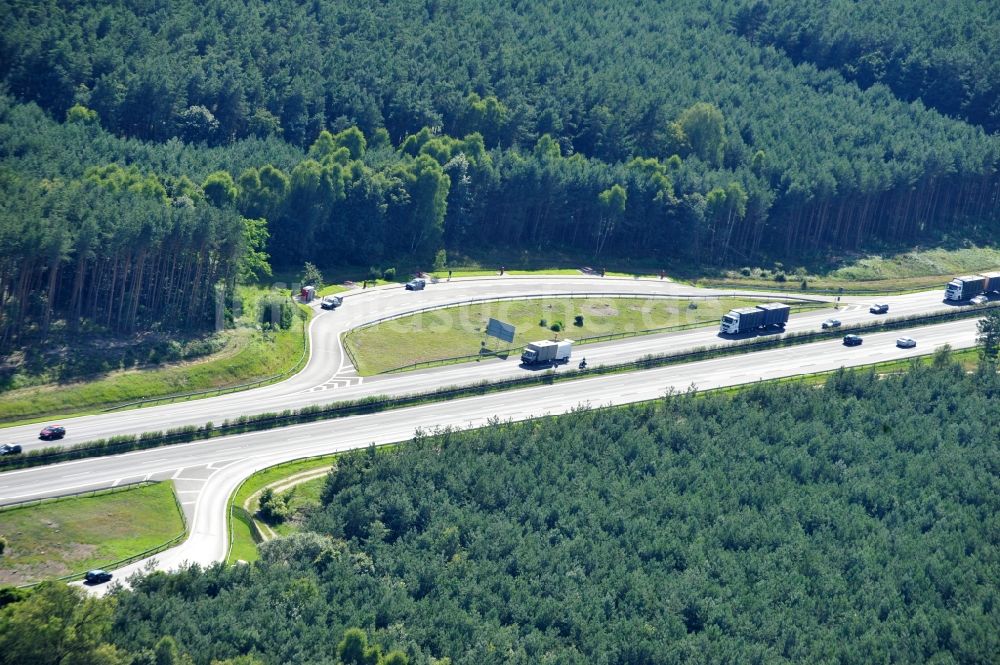 Groß Ziethen von oben - Vorbereitungen für den Ausbau am Autobahndreieck Havelland im Bundesland Brandenburg