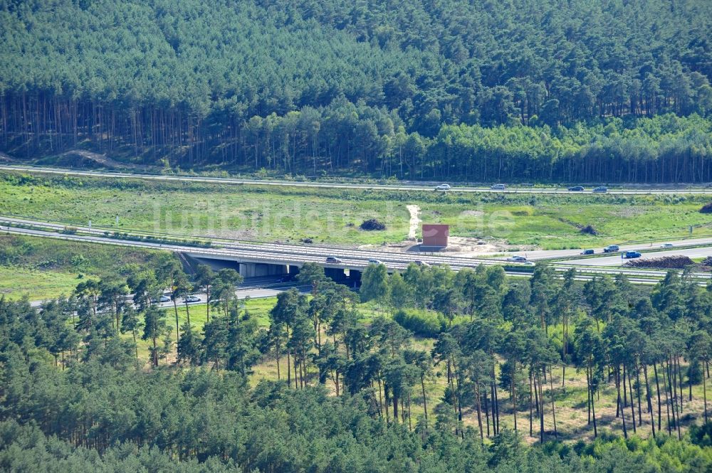 Groß Ziethen aus der Vogelperspektive: Vorbereitungen für den Ausbau am Autobahndreieck Havelland im Bundesland Brandenburg