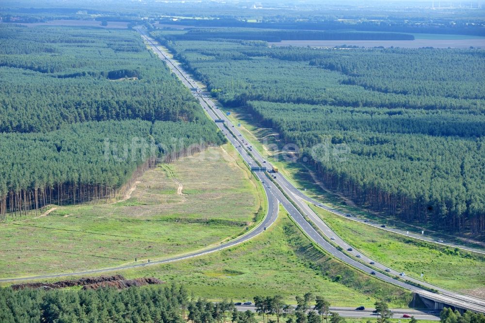 Luftbild Groß Ziethen - Vorbereitungen für den Ausbau am Autobahndreieck Havelland im Bundesland Brandenburg