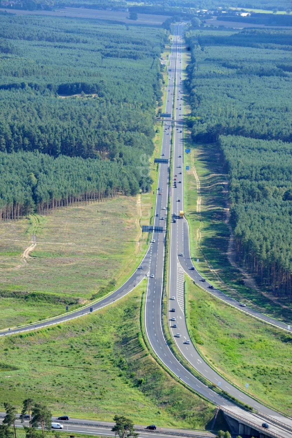 Luftaufnahme Groß Ziethen - Vorbereitungen für den Ausbau am Autobahndreieck Havelland im Bundesland Brandenburg