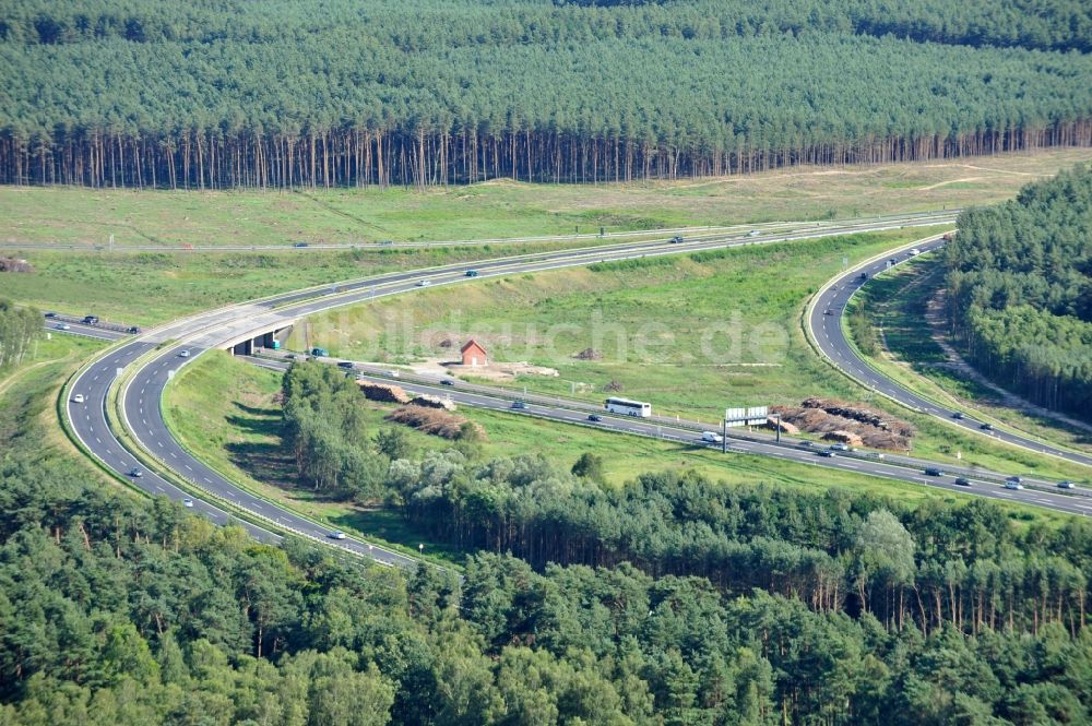 Groß Ziethen aus der Vogelperspektive: Vorbereitungen für den Ausbau am Autobahndreieck Havelland im Bundesland Brandenburg