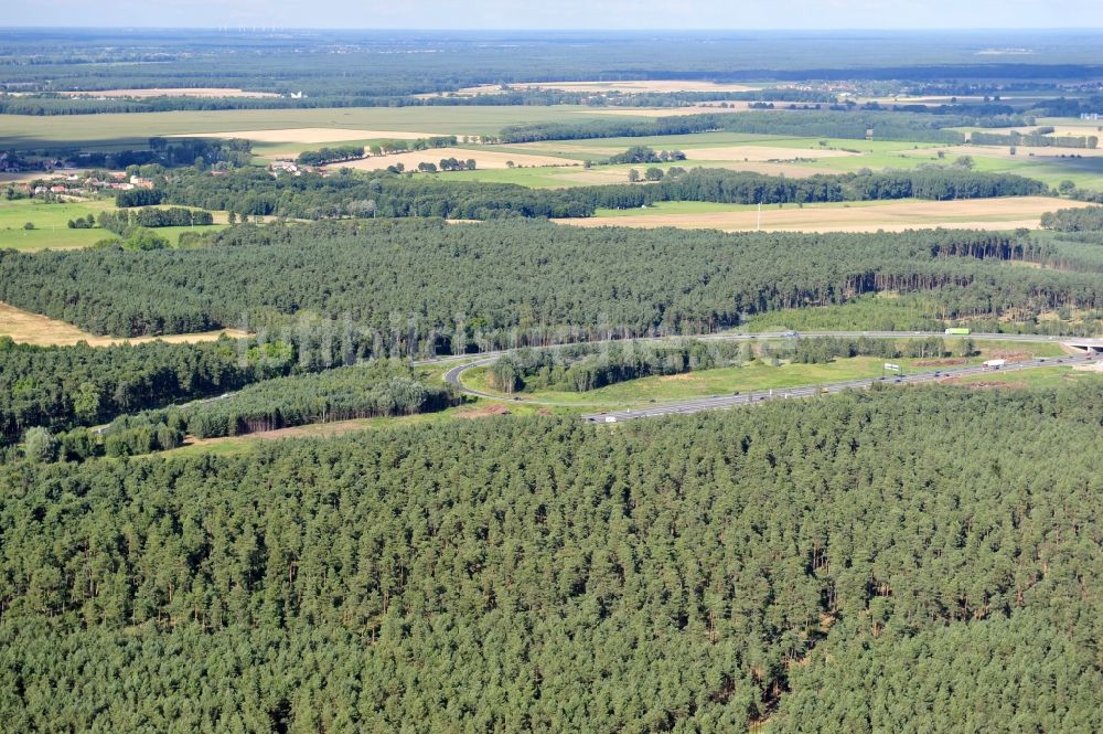 Luftbild Groß Ziethen - Vorbereitungen für den Ausbau am Autobahndreieck Havelland im Bundesland Brandenburg