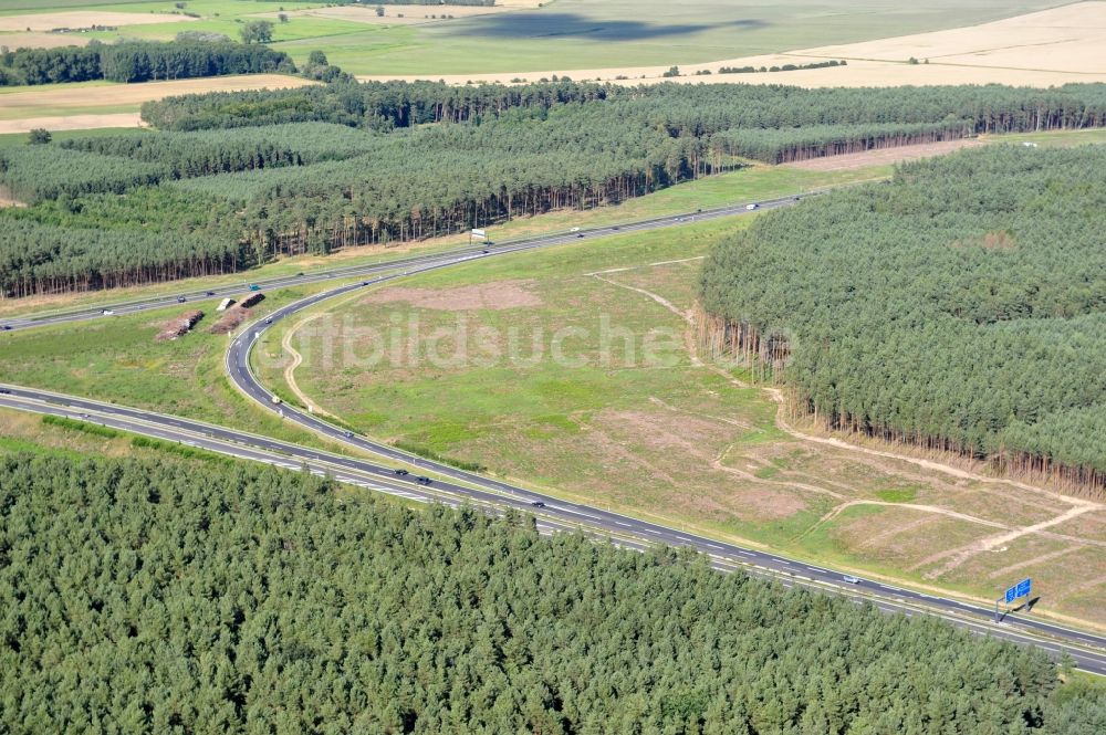 Luftaufnahme Groß Ziethen - Vorbereitungen für den Ausbau am Autobahndreieck Havelland im Bundesland Brandenburg