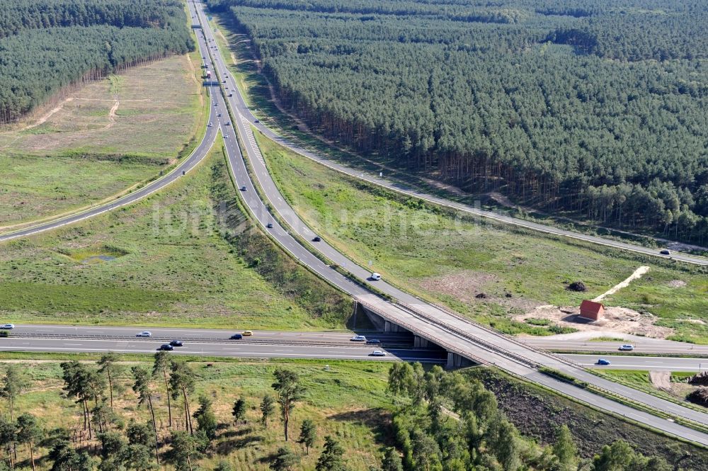 Luftaufnahme Groß Ziethen - Vorbereitungen für den Ausbau am Autobahndreieck Havelland im Bundesland Brandenburg