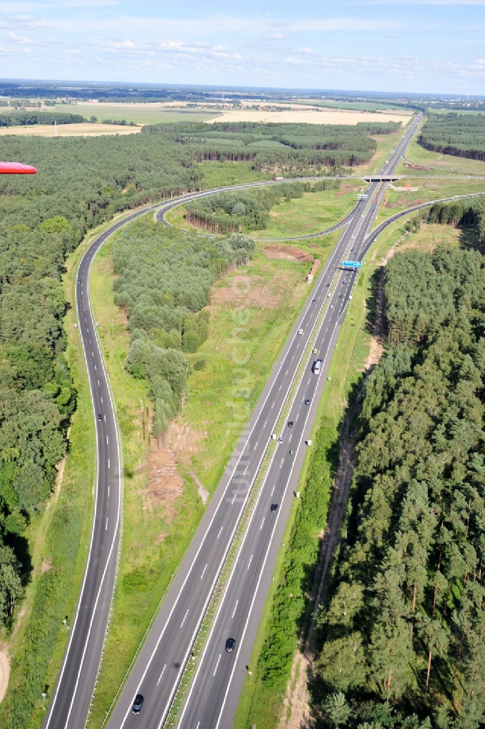 Groß Ziethen von oben - Vorbereitungen für den Ausbau am Autobahndreieck Havelland im Bundesland Brandenburg