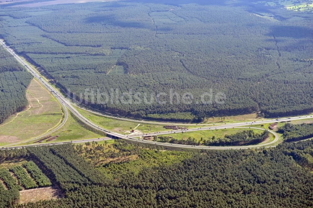 Luftbild Groß Ziethen - Vorbereitungen für den Ausbau am Autobahndreieck Havelland im Bundesland Brandenburg