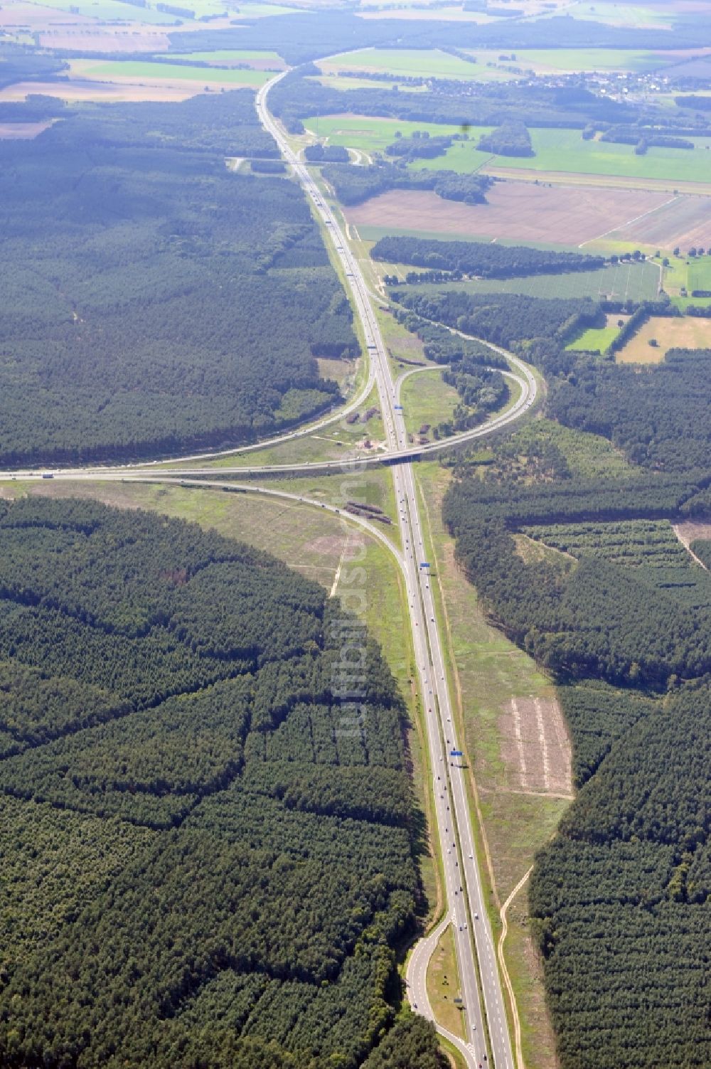 Groß Ziethen von oben - Vorbereitungen für den Ausbau am Autobahndreieck Havelland im Bundesland Brandenburg