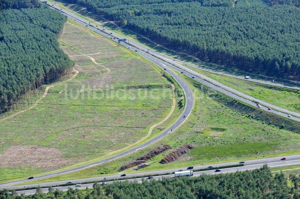 Groß Ziethen aus der Vogelperspektive: Vorbereitungen für den Ausbau am Autobahndreieck Havelland im Bundesland Brandenburg