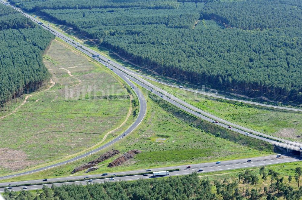 Luftbild Groß Ziethen - Vorbereitungen für den Ausbau am Autobahndreieck Havelland im Bundesland Brandenburg