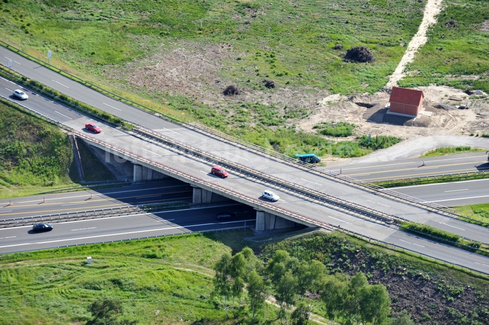 Groß Ziethen von oben - Vorbereitungen für den Ausbau am Autobahndreieck Havelland im Bundesland Brandenburg