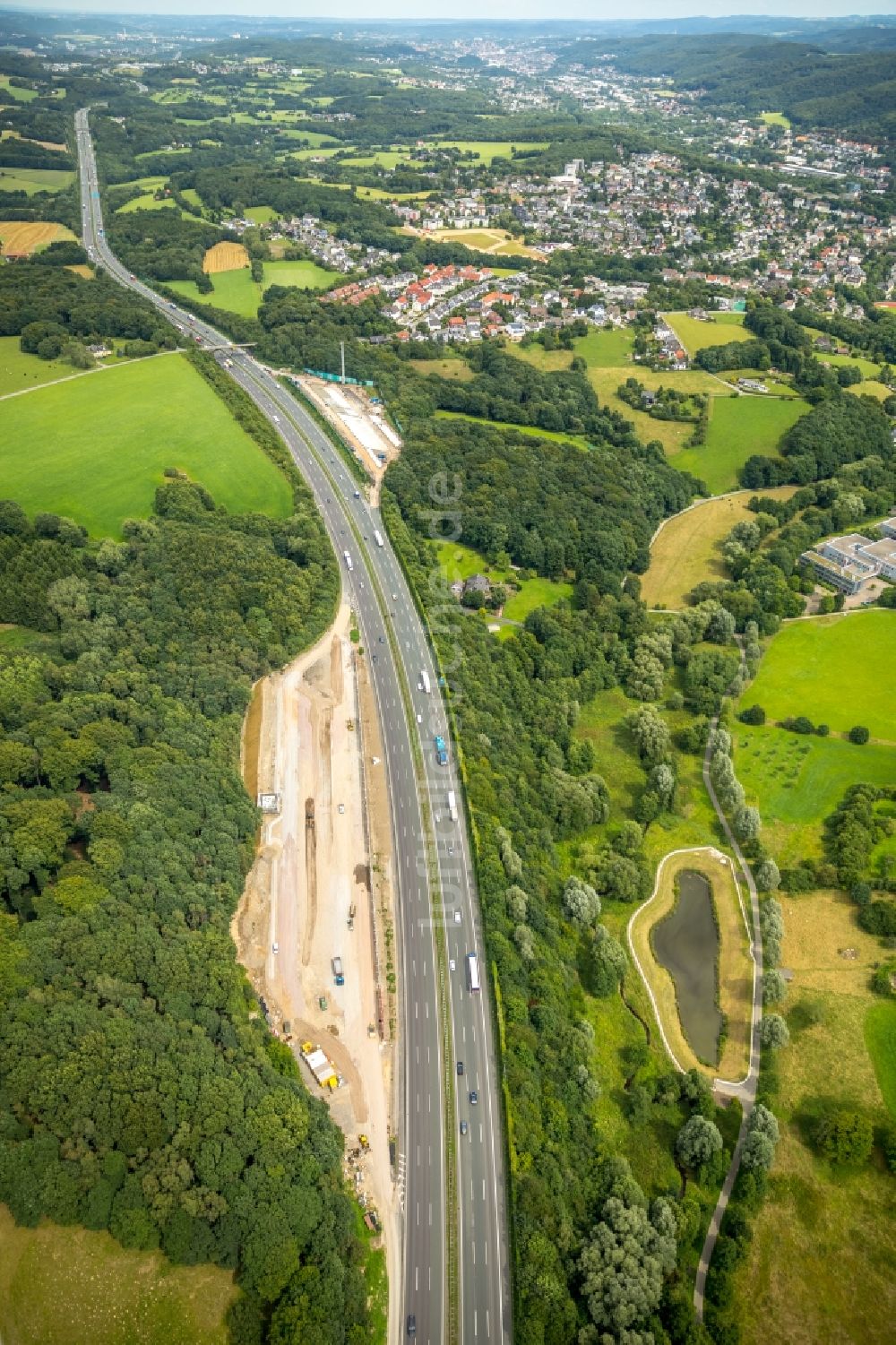 Luftbild Sprockhövel - VORHANDENE INFO: Autobahn- Baustellen entlang der Trasse und des Streckenverlaufes der A1 in Gevelsberg im Bundesland Nordrhein-Westfalen - NRW, Deutschland