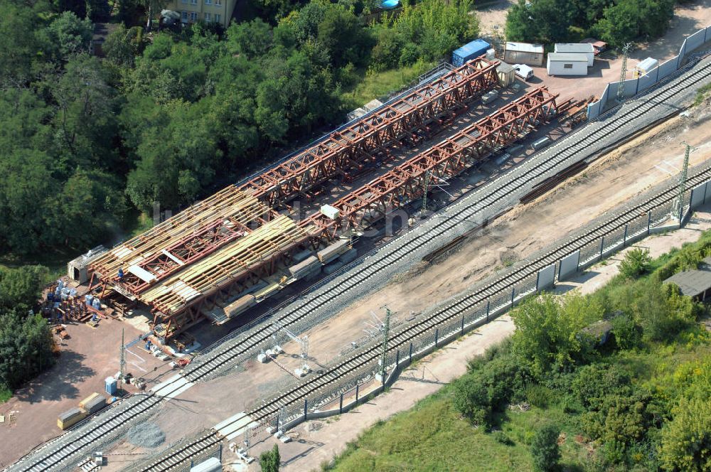 Luftaufnahme Ammendorf - Vorschubgerüst an der Neubaustrecke (NBS) Erfurt-Leipzig-Halle in Ammendorf