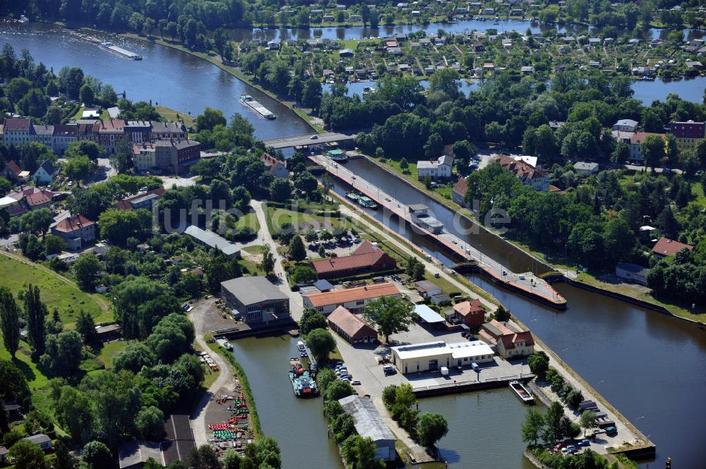 Brandenburg von oben - Vorstadtschleuse Brandenburg / Havel