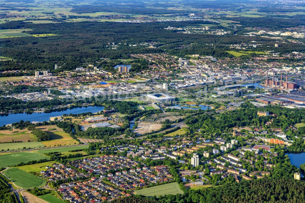 Wolfsburg aus der Vogelperspektive: VW - Werksgelände der Volkswagen AG in Wolfsburg im Bundesland Niedersachsen