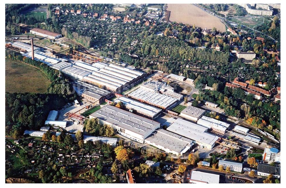 Görlitz / Sachsen aus der Vogelperspektive: Waggonbauwerk der BOMBARDIER TRANSPORTATION BERLIN in Görlitz / Sachsen.