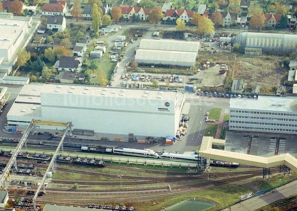 Ammendorf bei Halle aus der Vogelperspektive: Waggonwerk Ammendorf der BOMBARDIER TRANSPORTATION / DWA GmbH in Ammendorf (südlich von Halle / Saale - Sachsen - Anhalt)