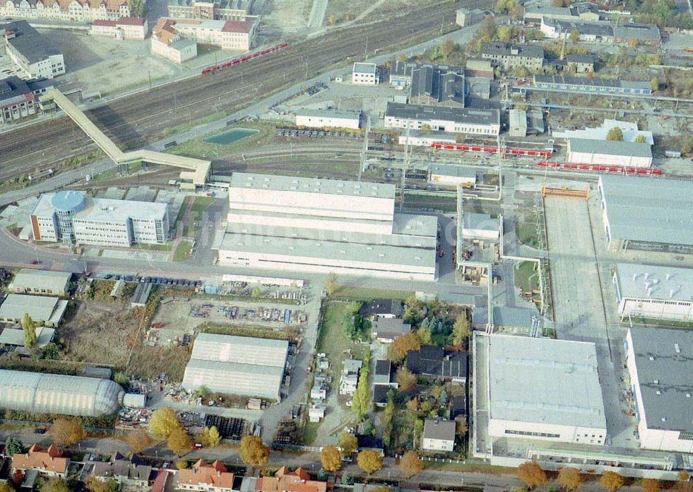 Ammendorf bei Halle aus der Vogelperspektive: Waggonwerk Ammendorf der BOMBARDIER TRANSPORTATION / DWA GmbH in Ammendorf (südlich von Halle / Saale - Sachsen - Anhalt)