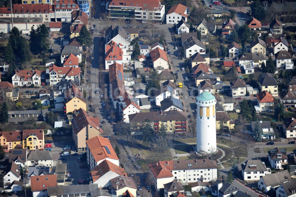 Hockenheim aus der Vogelperspektive: Wahrzeichen Wasserturm in Hockenheim in Baden-Württemberg