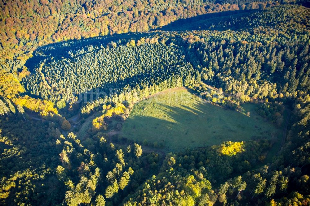 Luftaufnahme Arnsberg - Wald und Berglandschaft des Lattenberges in Arnsberg im Bundesland Nordrhein-Westfalen