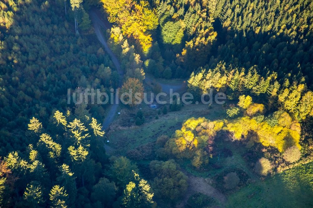 Luftaufnahme Arnsberg - Wald und Berglandschaft des Lattenberges in Arnsberg im Bundesland Nordrhein-Westfalen