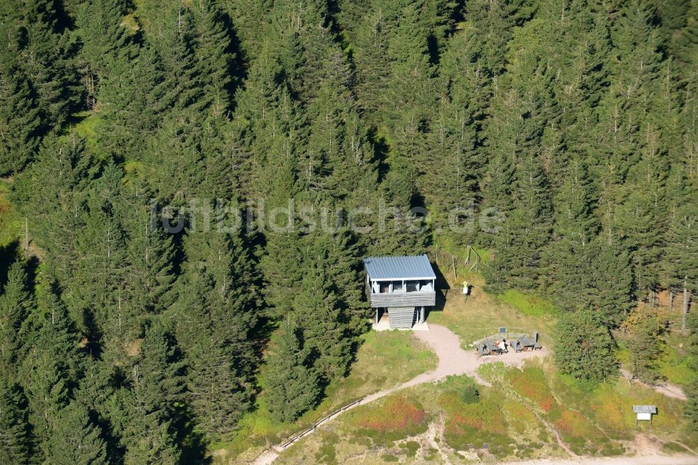 Gehlberg aus der Vogelperspektive: Wald und Berglandschaft an der Plänckners Aussicht Grosser Beerberg in Gehlberg im Bundesland Thüringen