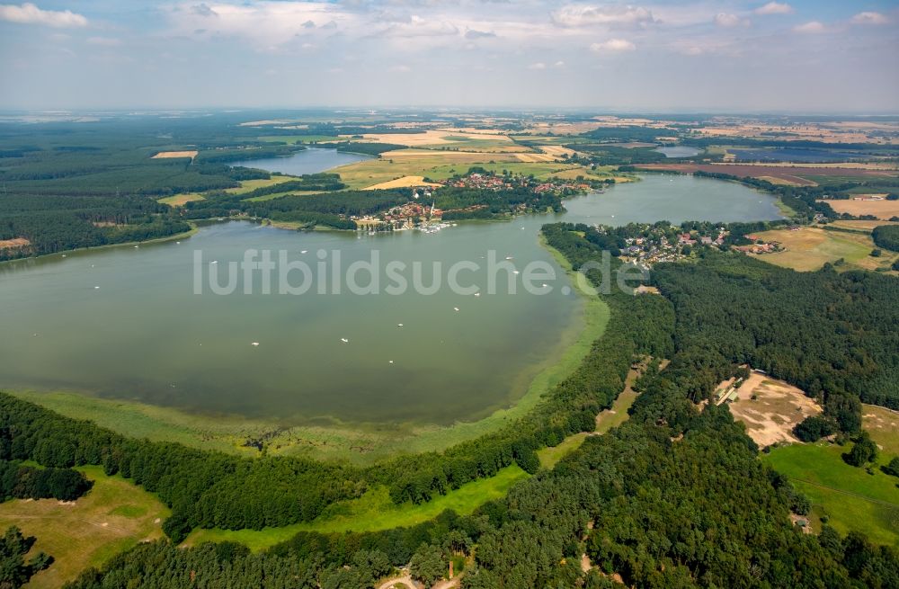 Jabel von oben - Waldgebiete am Ufer des Jabelscher Sees in Jabel im Bundesland Mecklenburg-Vorpommern