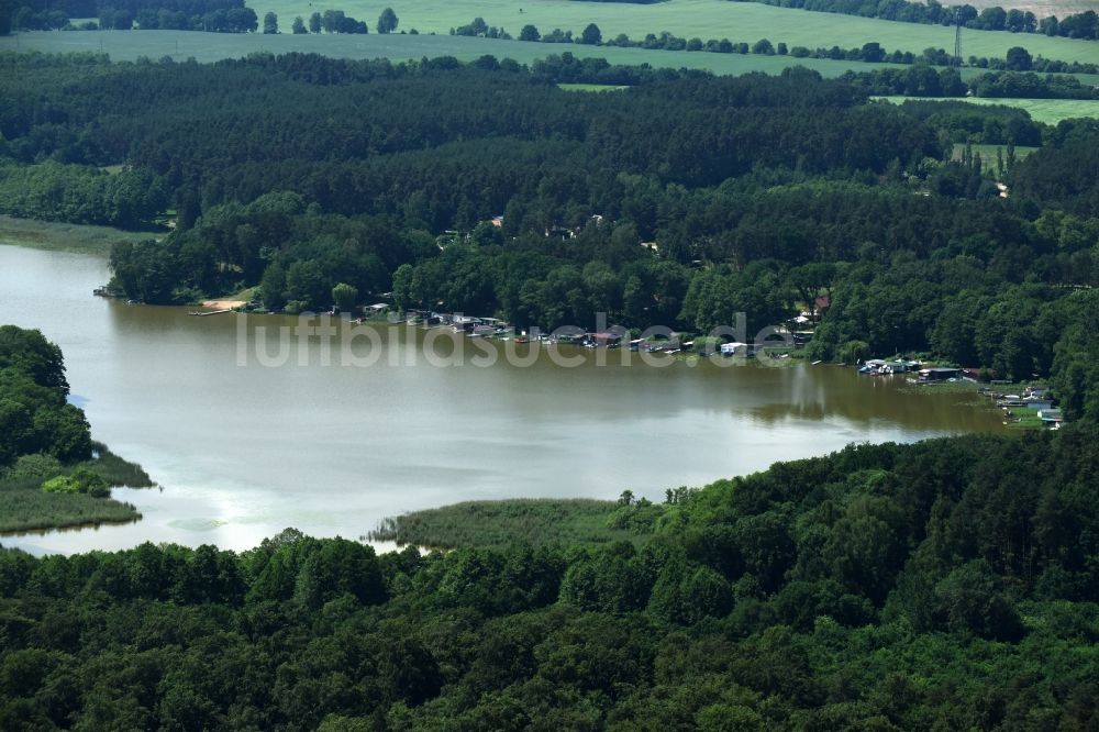 Luftbild Wittstock/Dosse - Waldgebiete am Ufer des Langhagensees in Wittstock/Dosse im Bundesland Brandenburg