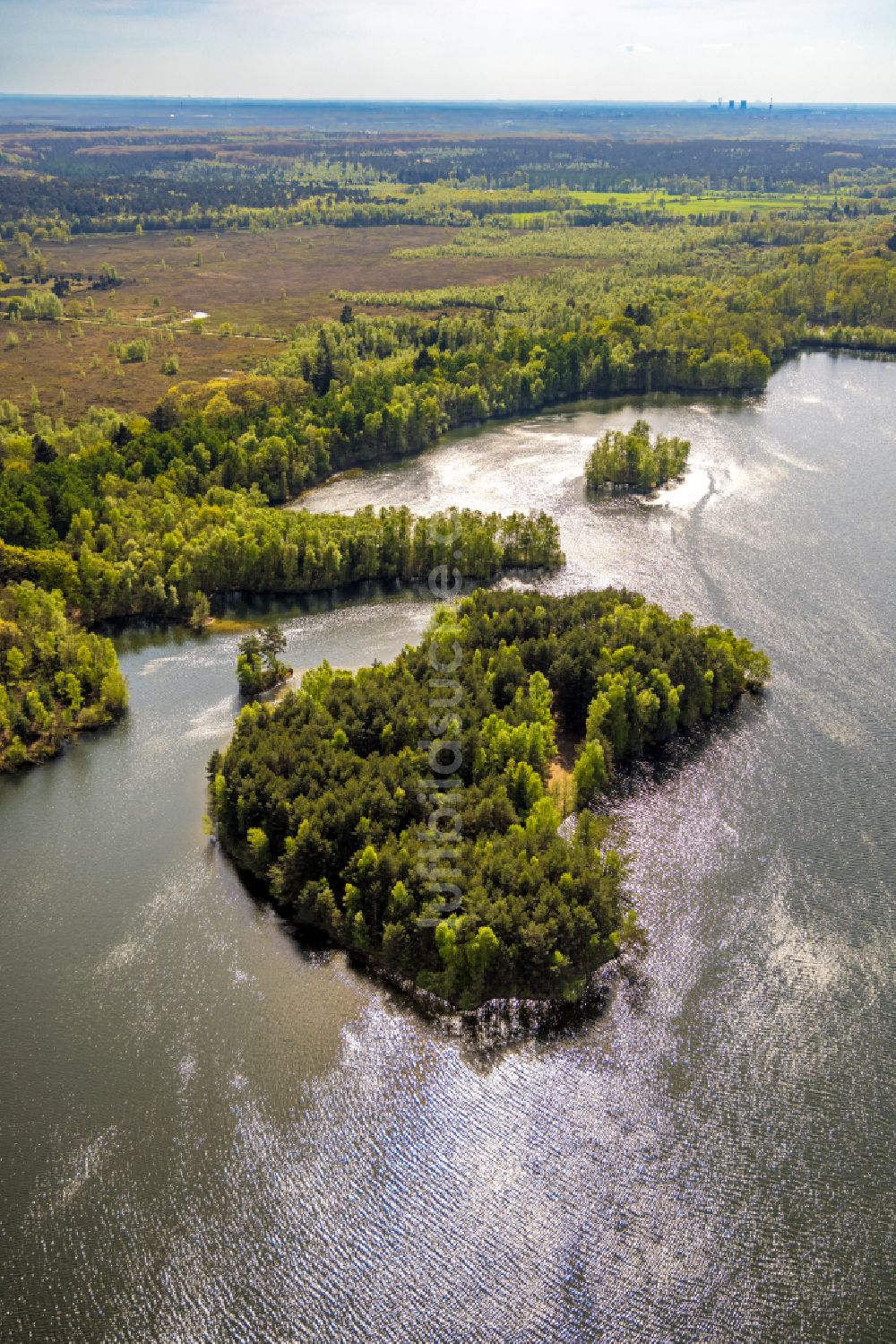 Luftaufnahme Brüggen - Waldgebiete am Ufer des See Diergartscher See in Brüggen im Bundesland Nordrhein-Westfalen, Deutschland