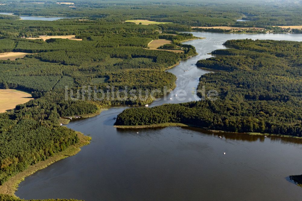 Luftaufnahme Mirow - Waldgebiete am Ufer des See Zotzensee in Mirow im Bundesland Mecklenburg-Vorpommern, Deutschland