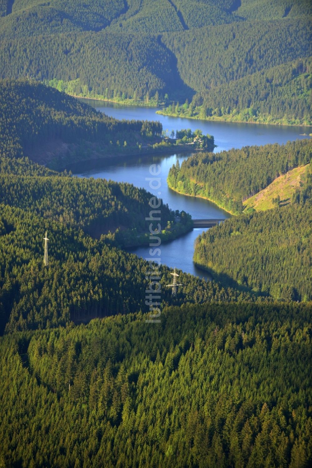 Luftbild Schulenberg - Waldumgebenes Gelände des Okerstausee bei Schulenberg im Oberharz im Bundesland Niedersachsen