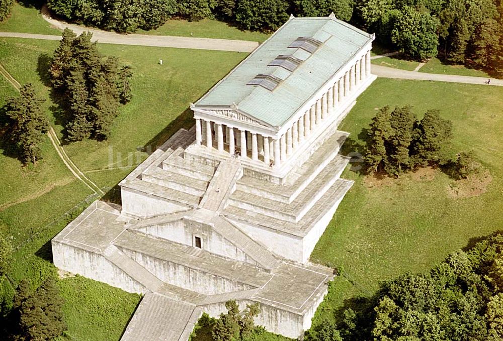 Donaustauf / Bayern von oben - Walhalla am Dachsberg östlich von Regensburg