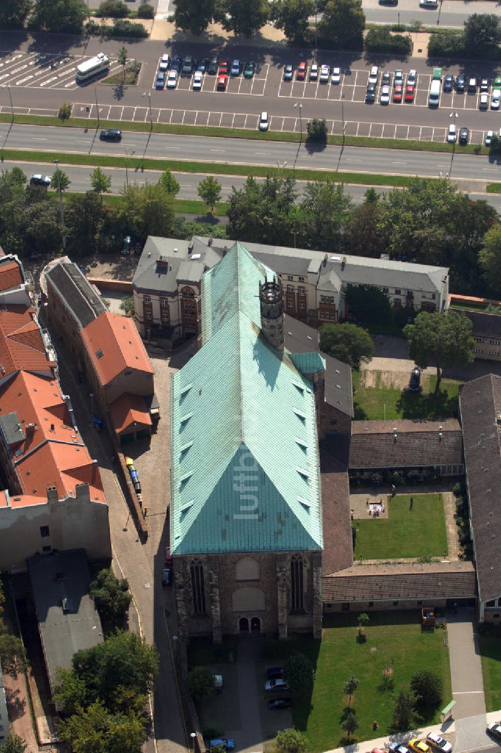 Magdeburg von oben - Wallonerkirche (Magdeburg)