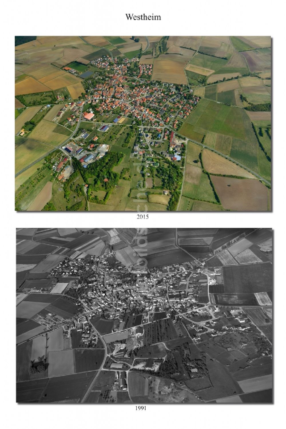 Luftbild Westheim - Wandel der Dorf- Ansicht der zum Landkreis Haßberge gehörenden Gemeinde Westheim im Bundesland Bayern