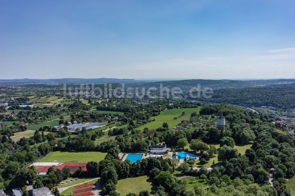 Pforzheim von oben - Wartberg Freibad in Pforzheim im Bundesland Baden-Württemberg