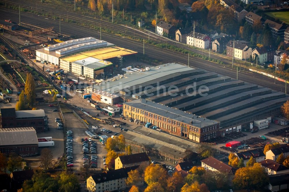 Witten aus der Vogelperspektive: Wartungsarbeiten am Weichenwerk und an Gleisanlagen am Hauptbahnhof von Witten im Bundesland Nordrhein-Westfalen