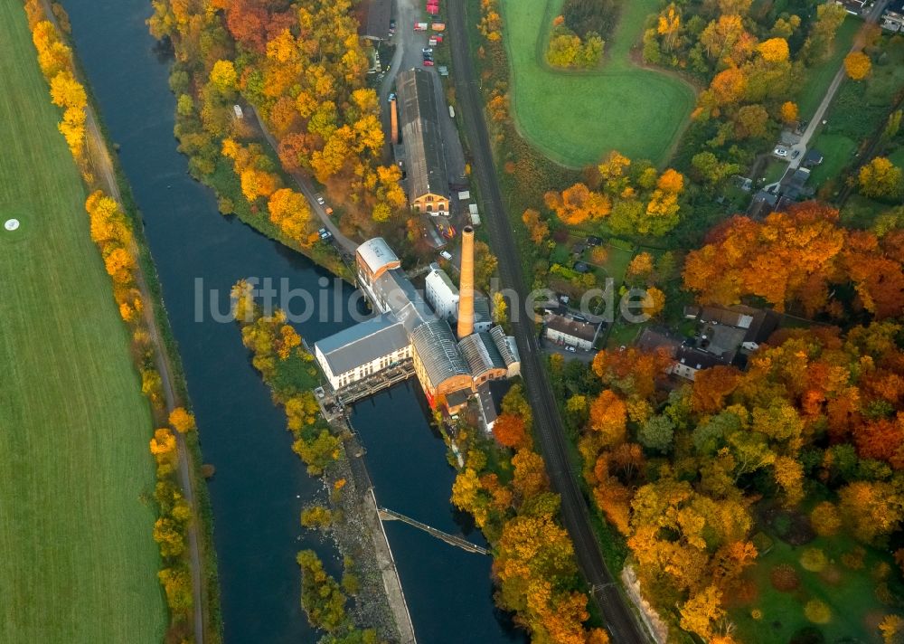 Luftbild Essen - Wasserkraftwerk Horster Mühle am Fluss Ruhr in Essen im Bundesland Nordrhein-Westfalen