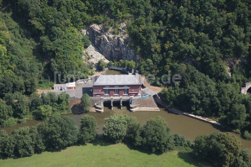 Cramberg von oben - Wasserkraftwerk am Ufer der Lahn in Cramberg im Bundesland Rheinland-Pfalz, Deutschland