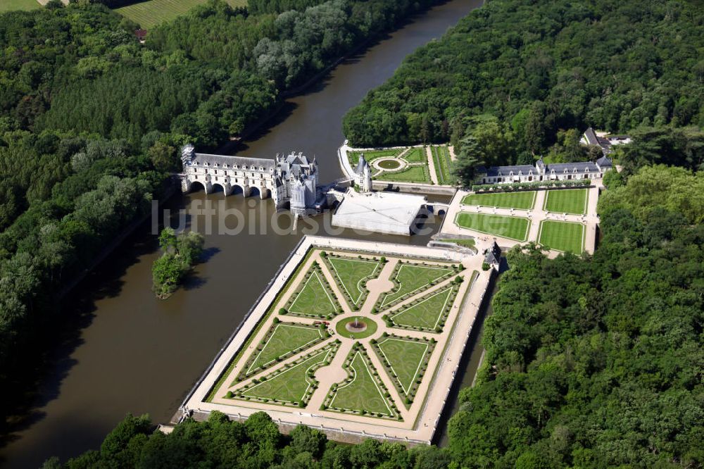 Chennonceaux von oben - Wasserschloss Chenonceau