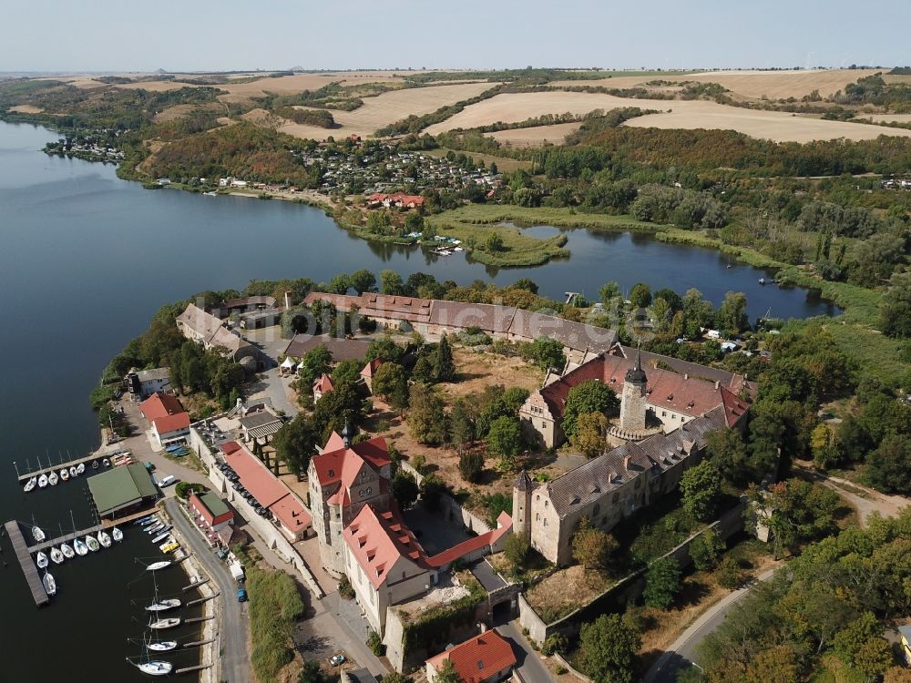 Luftbild Seegebiet Mansfelder Land - Wasserschloß Schloss am Vietzbach in Seeburg im Bundesland Sachsen-Anhalt, Deutschland