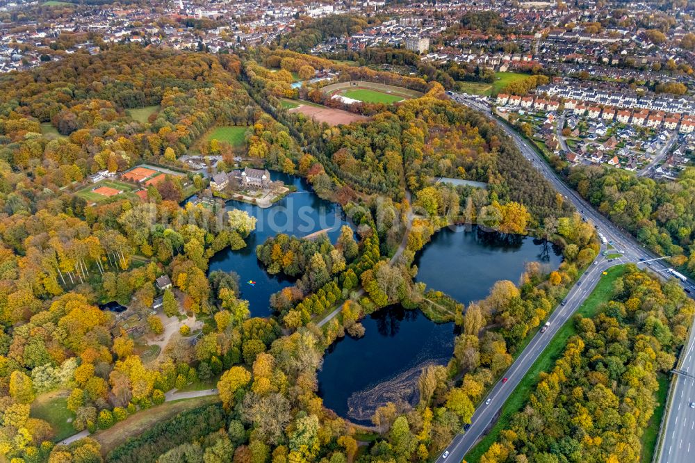 Luftaufnahme Gladbeck - Wasserschloss Schloss Wittringen in Gladbeck im Bundesland Nordrhein-Westfalen, Deutschland