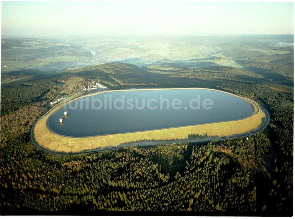 Luftbild Schlettau - 01.10.2002 Wasserspeicher auf dem Scheibenberg bei Schlettau im Erzgeb.