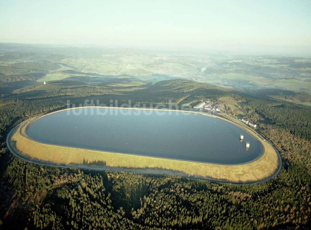 Luftaufnahme Schlettau - 01.10.2002 Wasserspeicher auf dem Scheibenberg bei Schlettau im Erzgeb.