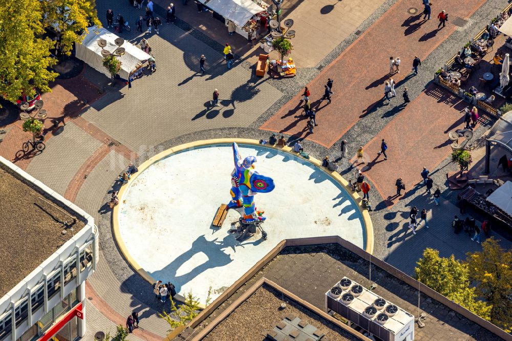 Duisburg von oben - Wasserspiele- Brunnen an der Königsstraße im Ortsteil Duisburg Mitte in Duisburg im Bundesland Nordrhein-Westfalen